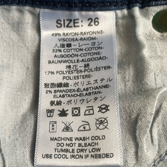 FREE PEOPLE HI-RISE SKINNY BLUE JEANS DENIM SIZE 26 MADE IN USA. - Picture 7 of 7